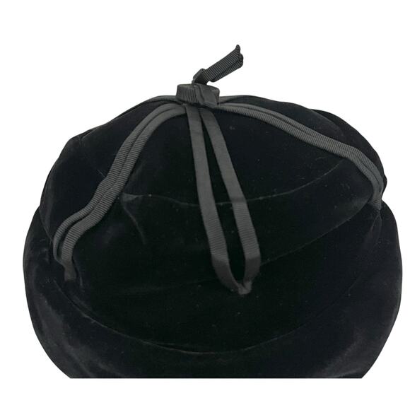 Cain Sloan Nashville Vintage Hat Women’s Velvet Black Ribbon Rolled Brim - Picture 4 of 8